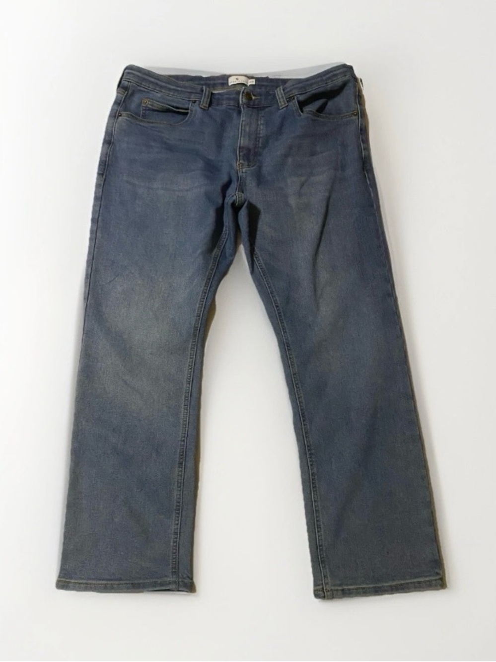True Craft 36/30 straight stretch blue jeans pen mark
